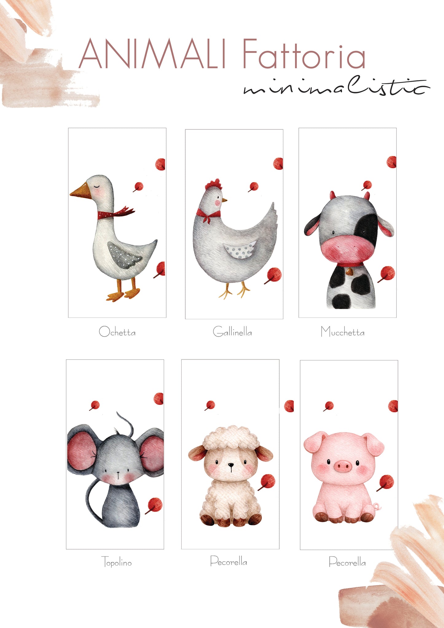 LANTERNE Animali della Fattoria MINIMALISTIC