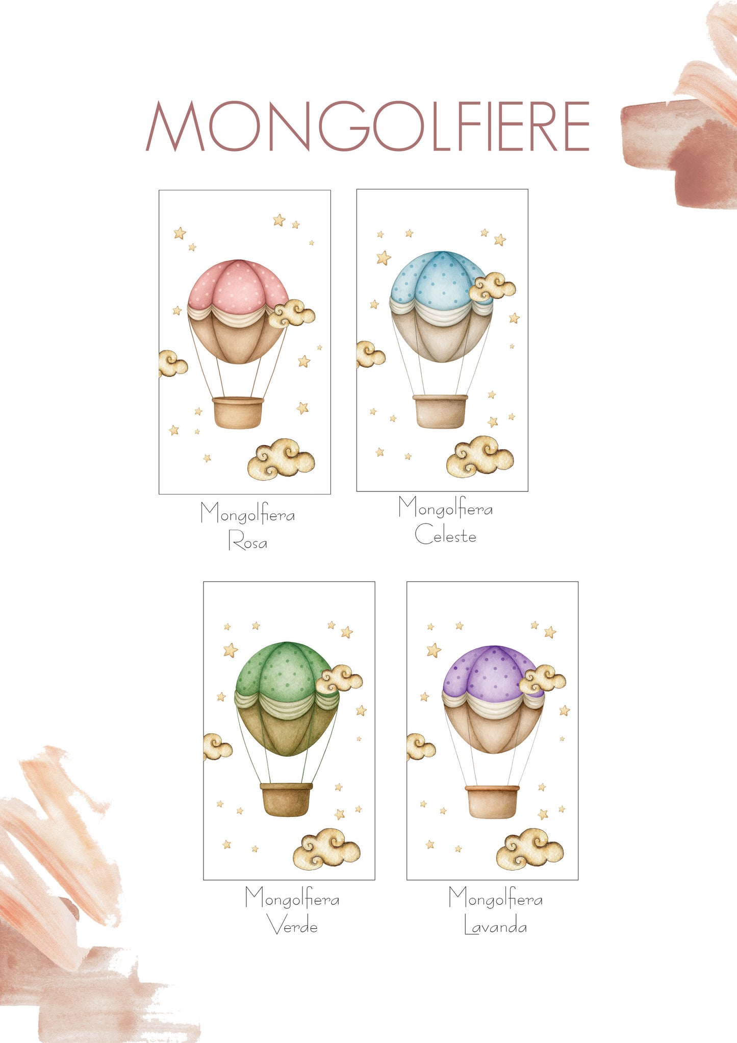 Quadretti MATTONELLE Mongolfiera in legno