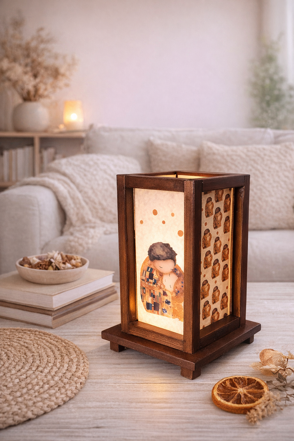 Lampada in legno "Il bacio" di Klimt