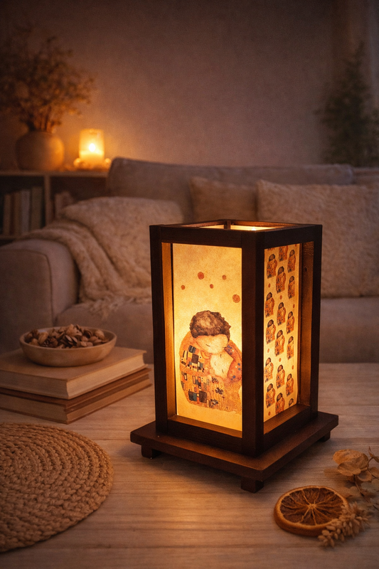 Lampada in legno "Il bacio" di Klimt