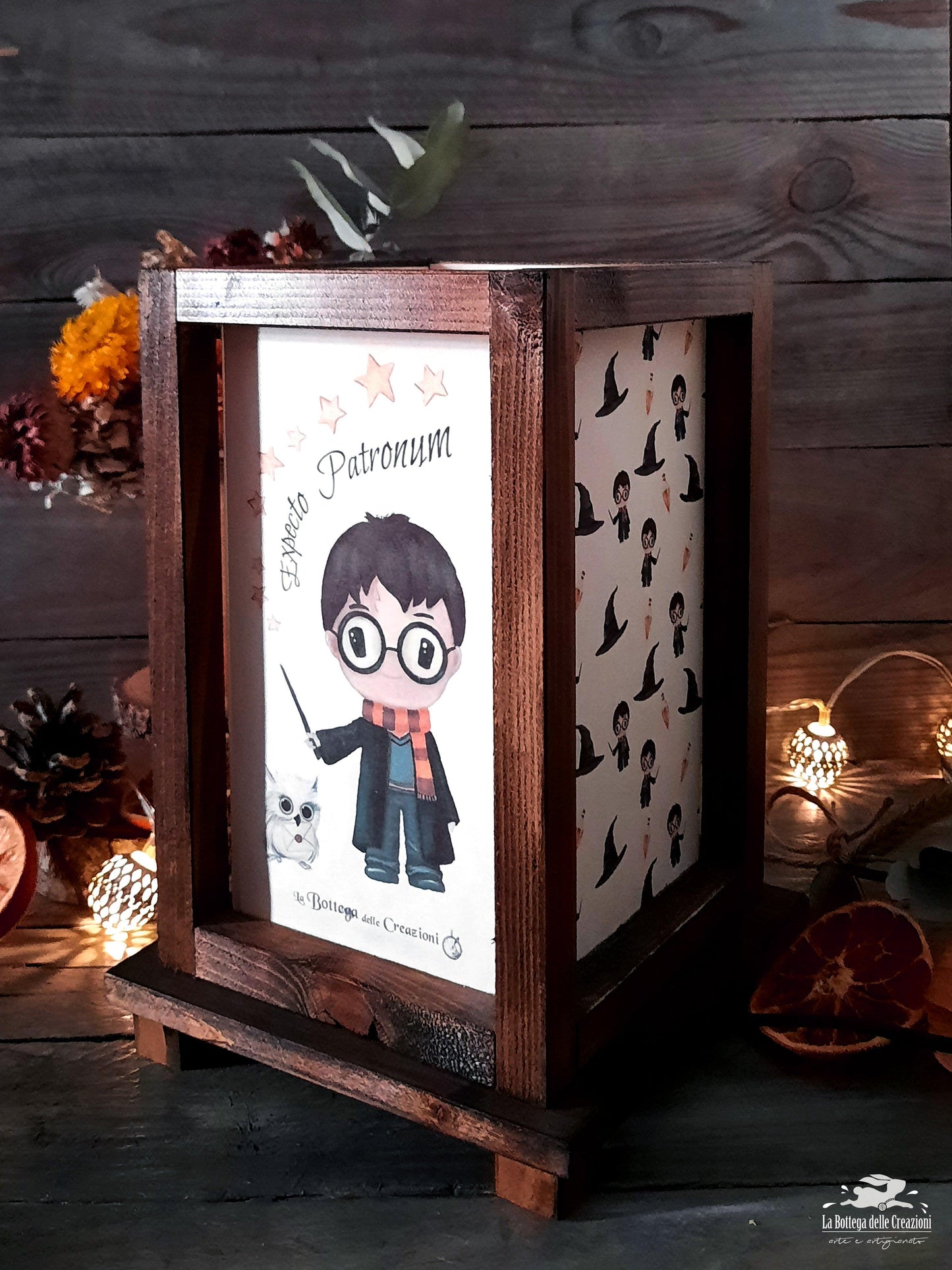 Lampade Elettriche in Legno  "Harry Potter" La Bottega delle Creazioni